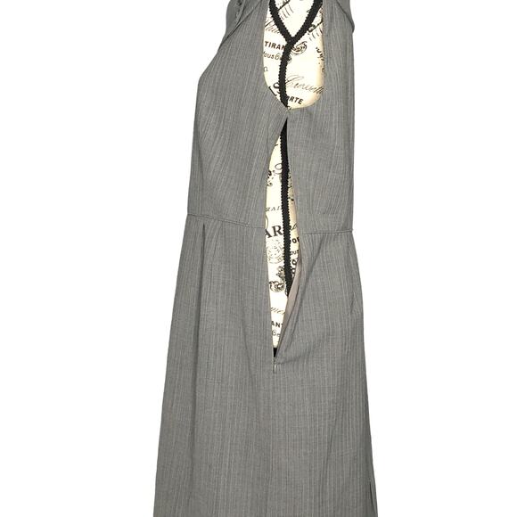 Tahari Arthur S. Levine (12) Pinstripe Fold Collar Sleeveless Sheath Dress Lined - Picture 5 of 14